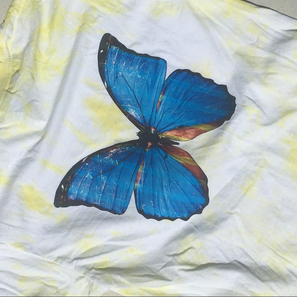 Blue Butterfly Oversized Yellow TieDye Shirt
